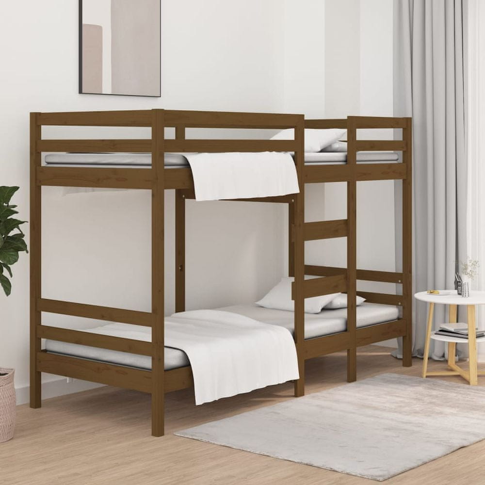 Vidaxl Poschodová posteľ medovo-hnedá 90x190 cm borovicový masív
