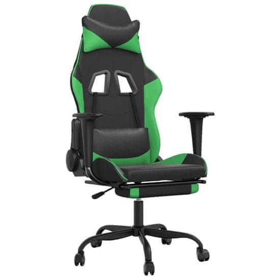 Vidaxl Herná stolička s podnožkou čierna a zelená umelá koža
