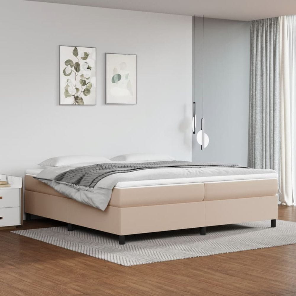 Vidaxl Boxspring posteľ s matracom kapučínová 200x200 cm umelá koža