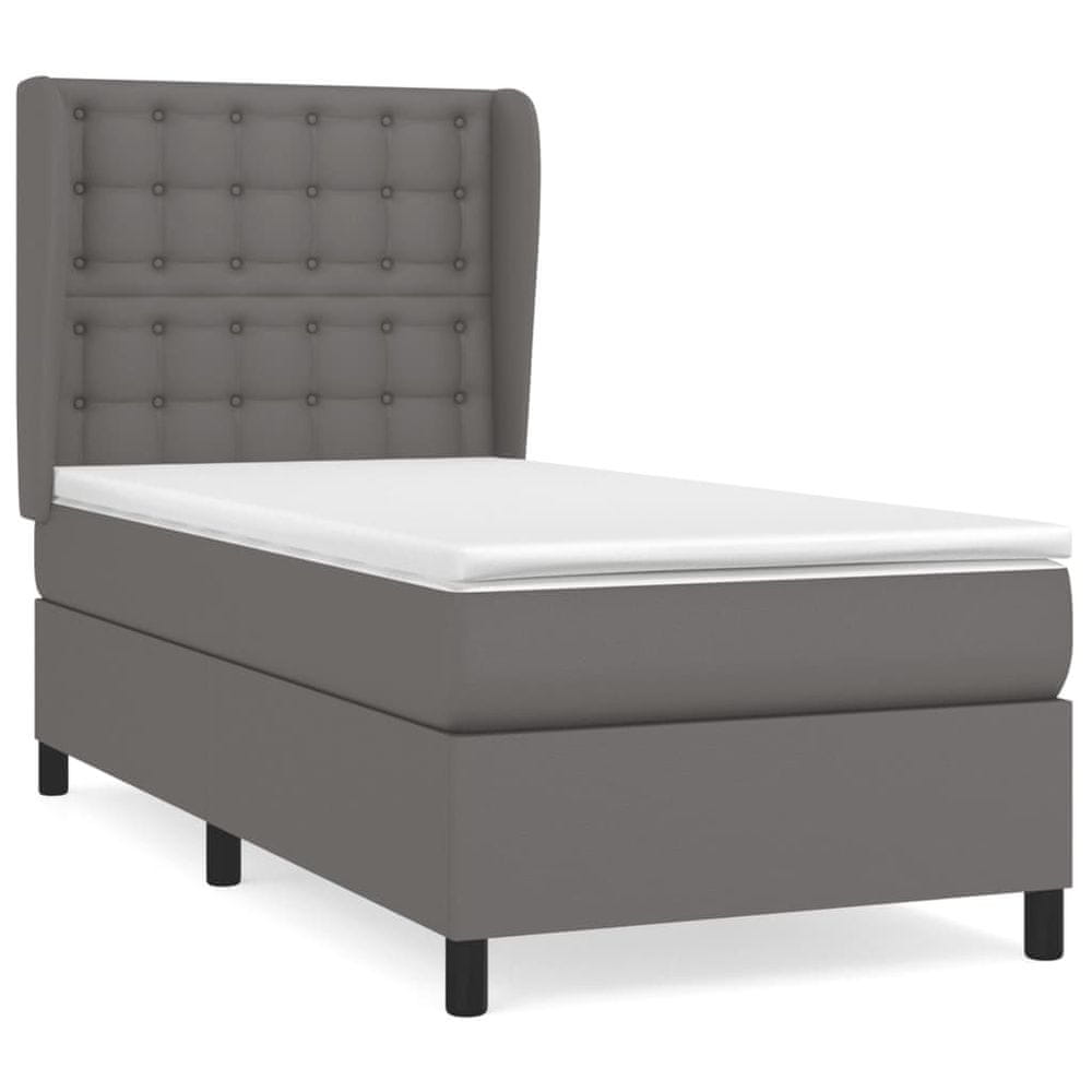 Vidaxl Boxspring posteľ s matracom sivá 80x200 cm umelá koža