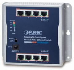 Planet Planét priemyselný plochý switch 8x 1Gb, 8x PoE 30/120W, 48-56V, IP30, -20/60st, fanless