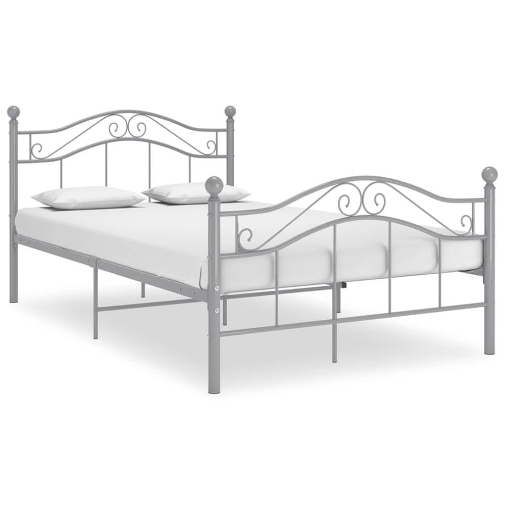 Vidaxl Rám postele, sivý, kov, 120 x 200 cm