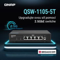 QNAP switch QSW-1105-5T (5x 2,5GbE port, pasiv. chladenie, 100M/1G/2,5G, Broadcom Chipset)