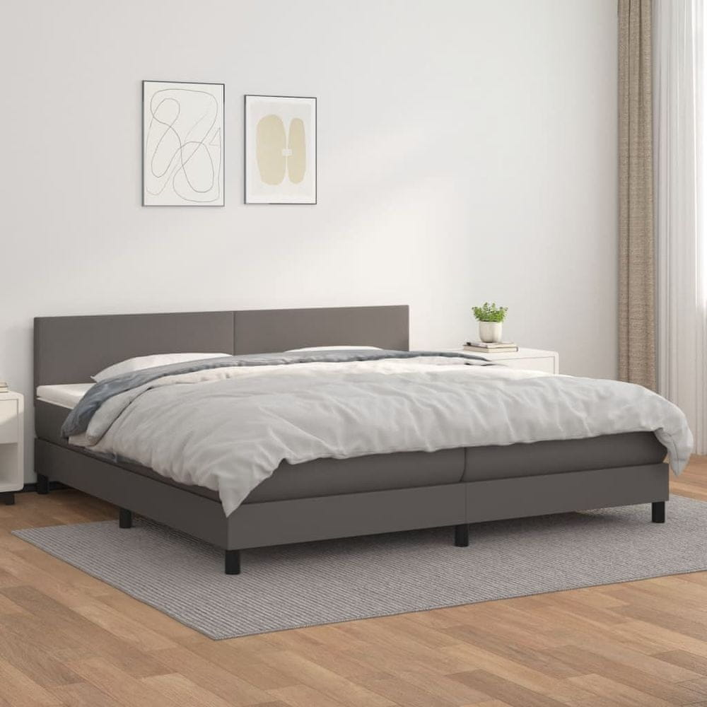 Petromila vidaXL Boxspring posteľ s matracom sivá 200x200 cm umelá koža