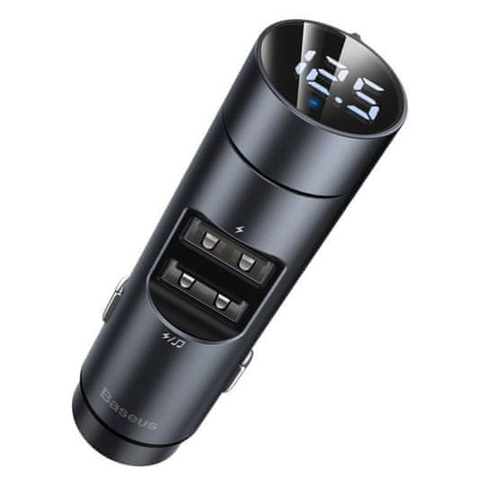 BASEUS Bluetooth MP3 FM Transmiter Energy Column CCNLZ-0G s nabíjaním 2xUSB 3.1A tmavo šedý