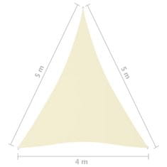 Vidaxl Tieniaca plachta oxfordská látka trojuholníková 4x5x5 m krémová