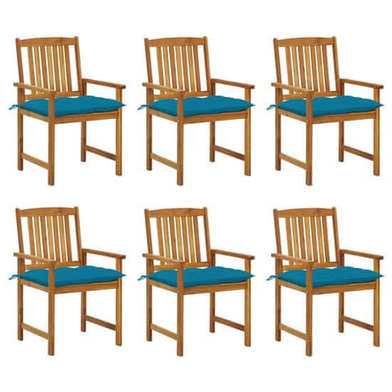 Vidaxl Záhradné stoličky s vankúšmi, 6 ks, masívne akáciové drevo
