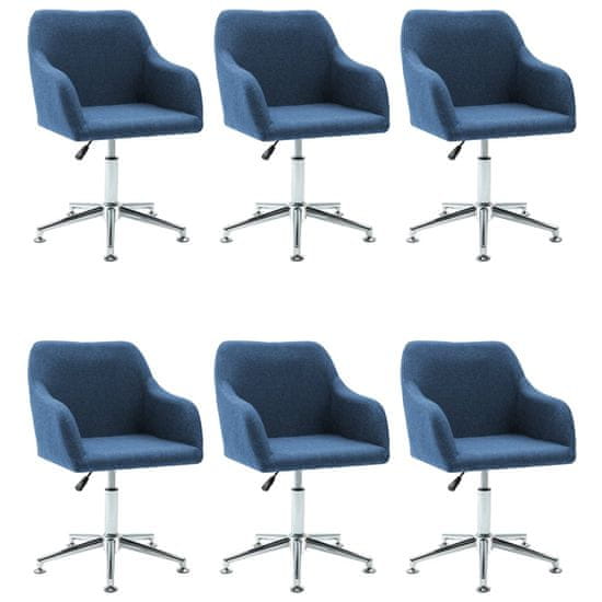 Vidaxl Otočné jedálenské stoličky 6 ks modrá látka