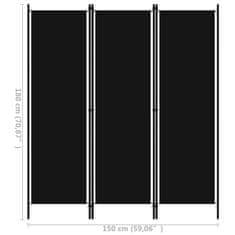 Vidaxl 3-panelový paraván čierny 150x180 cm