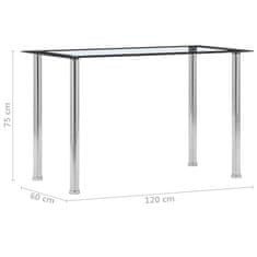 Vidaxl Jedálenský stôl, čierny a priehľadný 120x60x75 cm, tvrdené sklo