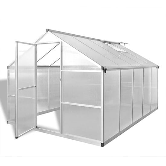 Vidaxl Spevnený hliníkový skleník s podkladovým rámom 7,55 m²