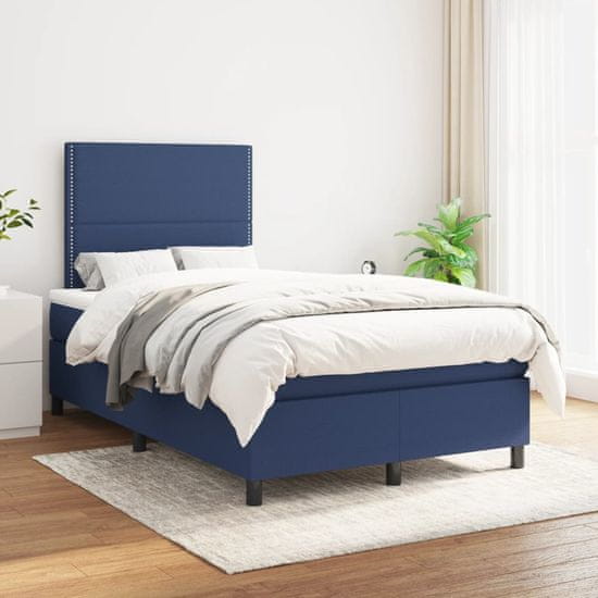 Vidaxl Boxspring posteľ s matracom modrá 120x200 cm látka