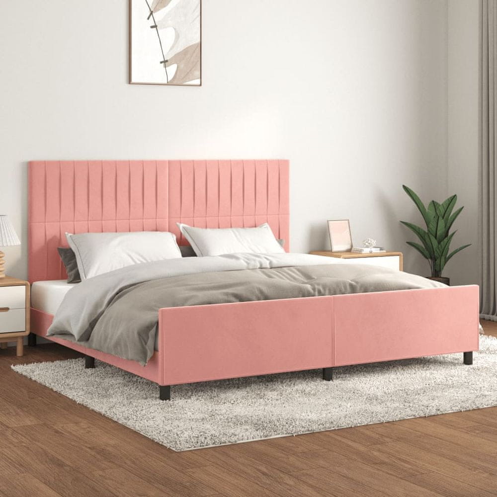 Petromila vidaXL Rám postele s čelom ružový 200x200 cm zamat