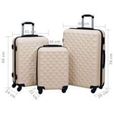Vidaxl Súprava cestovných kufrov s tvrdým krytom 3 ks zlatá ABS