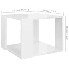 Vidaxl Konferenčný stolík, lesklý biely 40x40x30 cm, kompozitné drevo