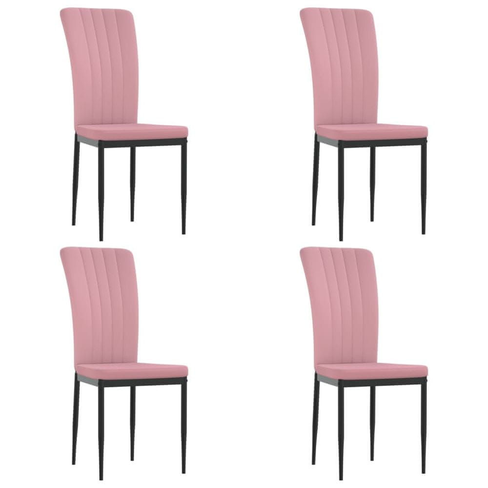 Vidaxl Jedálenské stoličky 4 ks ružové zamatové