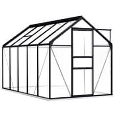 Vidaxl Hliníkový skleník s podkladovým rámom, antracitový 5,89 m²