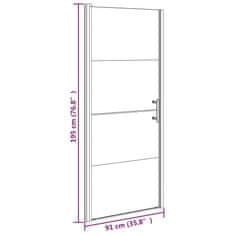 Vidaxl Sprchové dvere, 91x195cm, tvrdené polomatné sklo, čierne
