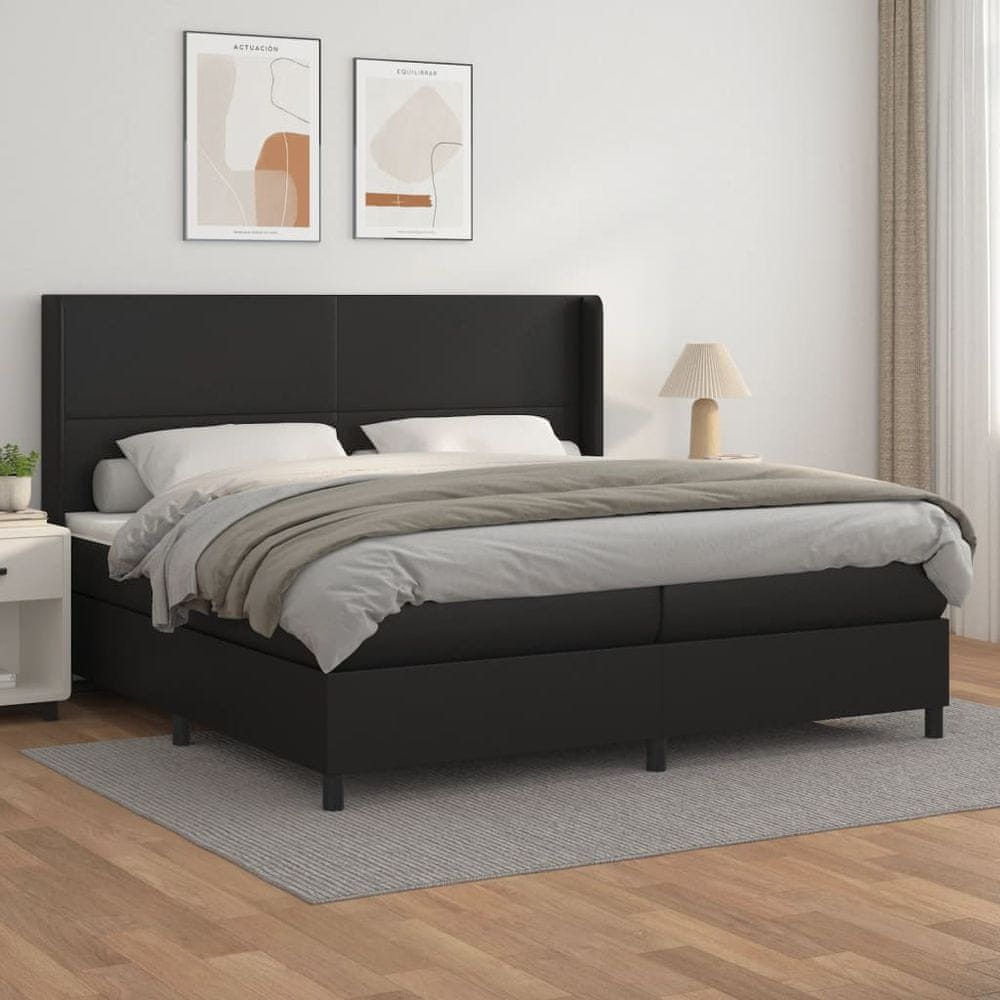 Vidaxl Boxspring posteľ s matracom čierna 200x200 cm umelá koža