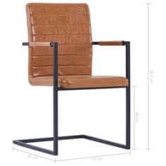 Vidaxl Jedálenské stoličky, perová kostra 4 ks, koňakové, umelá koža