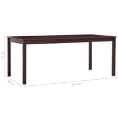 Vidaxl Jedálenský stôl, tmavohnedý 180x90x73 cm, borovicové drevo