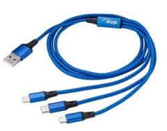 Akyga kábel USB 3.0 A/USB Micro B/USB typ C Lightning 1.2m/čierna