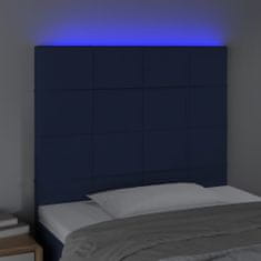 shumee Čelo postele s LED modré 80x5x118/128 cm látka
