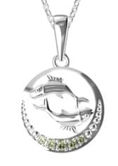 A-B A-B Znamenie zverokruhu Ryby Strieborný prívesok s 5 drahokamami moldavitu striebro 925/1000 jw-AGV1051-03