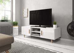 VIVALDI TV stolík Sweden II 140 cm biely mat/biely lesk