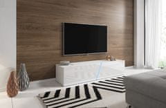 VIVALDI TV stolík Slant s LED osvetlením 160 cm biely mat/biely leskk
