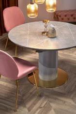 Halmar Okrúhly rozkladací jedálenský stôl Muscat - sivý mramor / svetlosivá / zlatá
