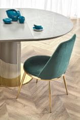 Halmar Okrúhly rozkladací jedálenský stôl Muscat - sivý mramor / svetlosivá / zlatá