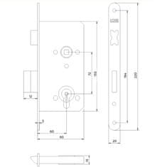 LOB Zadlabávací zámok 72/60 WB, s dverovou cylindrickou vložkou