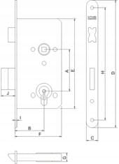 LOB Zadlabávací zámok 60/50 WB, s cylindrickou vložkou pre dvere