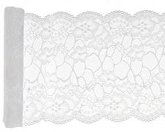 Santex Behúň čipkovaný biely s kvetinami 3m