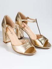Amiatex Dámske sandále 92902 + Nadkolienky Gatta Calzino Strech, odtiene žltej a zlatej, 39