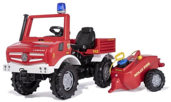 Rolly Toys Šliapací traktor Unimog hasiči s pumpou a striekačkou
