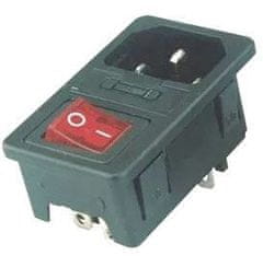 HADEX Sieťový konektor IEC60320 230V na panel, poist.púzdro, vypínač /AS10/