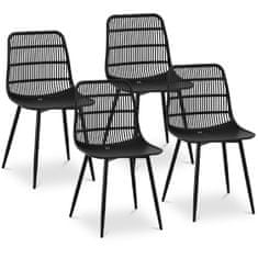 shumee Moderná plastová stolička s prelamovaným operadlom do 150 kg, 4 ks, čierna