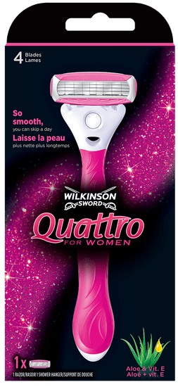 Wilkinson Sword Quattro for Women holiaci strojček + 1 náhradná hlavica