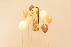 PartyDeco Fóliový balón číslo 1 Žirafa 92cm