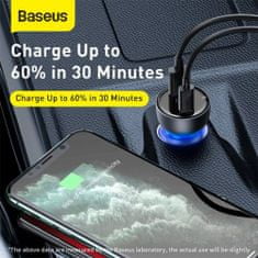BASEUS Car Charger Set Particular Digital Display PPS QC U+C (60W C+C cable 1m) 45W čierna TZCCKX-0G