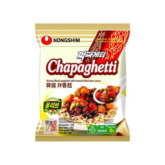 Nongshim Chapagetti | Kórejské instantné rezance s omáčkou z pečených čiernych fazúľ "Kórejské čierne špagety s omáčkou z pečených čiernych fazúľ" 140g NONGSHIM