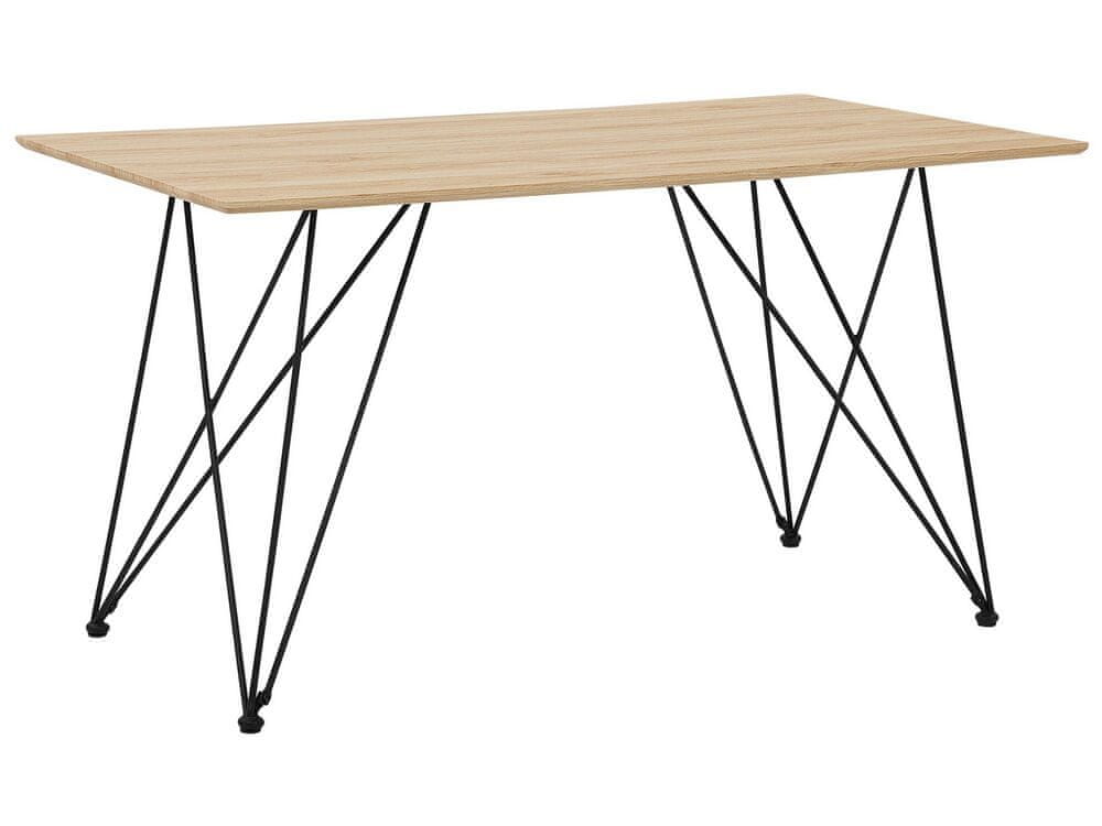 Beliani Jedálenský stôl 140 x 80 cm svetlé drevo/čierna KENTON