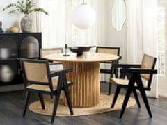 Beliani Drevená stolička s ratanovým výpletom čierna/svetlé drevo WESTBROOK
