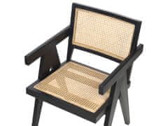 Beliani Drevená stolička s ratanovým výpletom čierna/svetlé drevo WESTBROOK