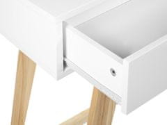 Beliani Konzolový stolík s 2 zásuvkami biela/svetlé drevo SULLY
