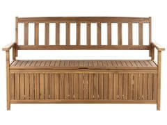 Beliani Záhradná lavička z akáciového dreva s úložným priestorom 160 cm SOVANA