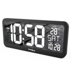 GreenBlue GB214 LCD nástenné hodiny extra veľké, teplota, dátum, čierne 75598