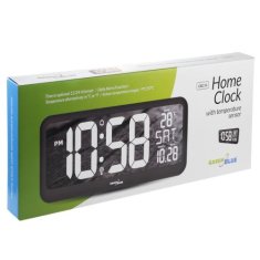 GreenBlue GB214 LCD nástenné hodiny extra veľké, teplota, dátum, čierne 75598